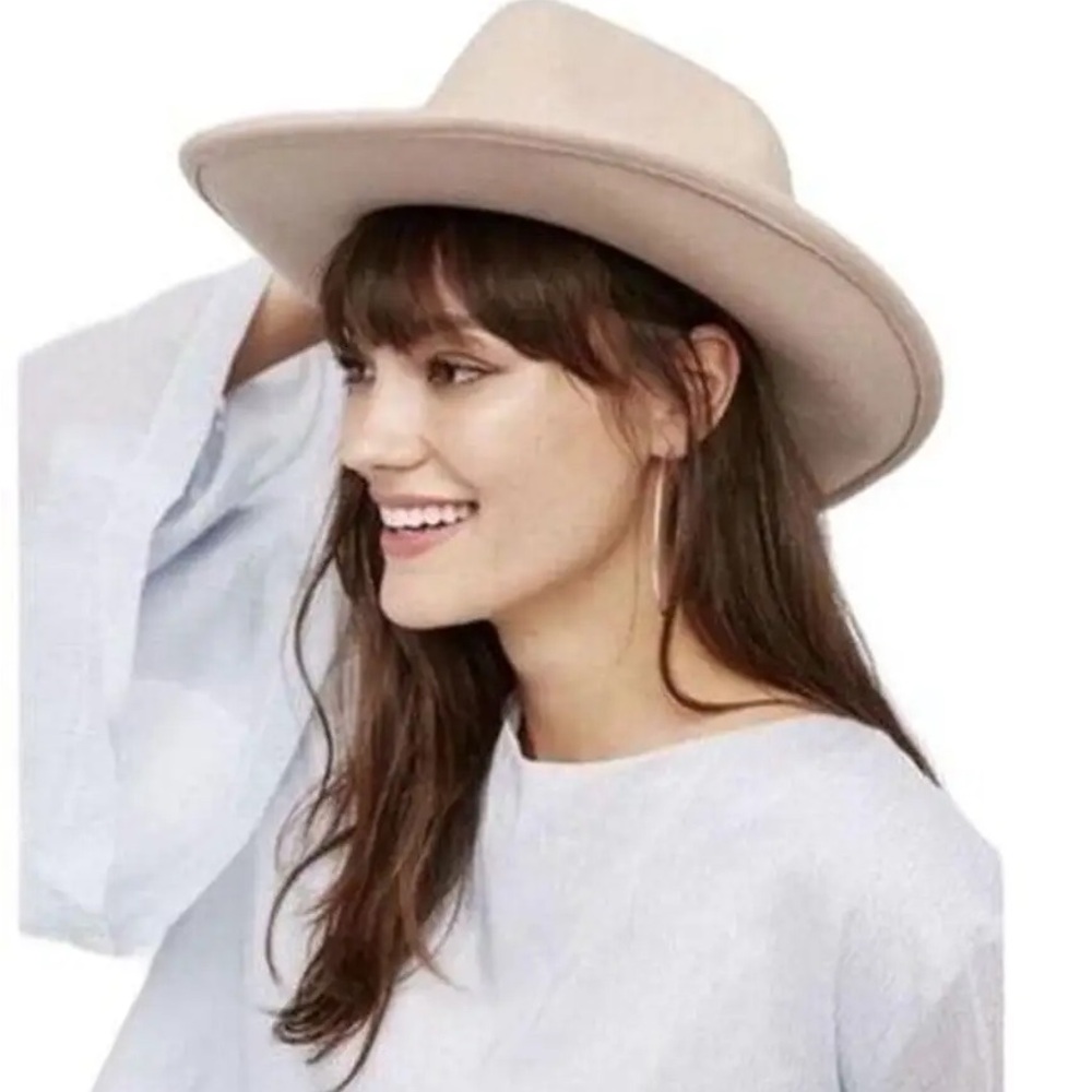 Free people pink Stetson Wool Felt hat with leather band one size